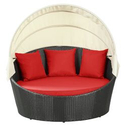 Siesta Canopy Bed in Espresso with Red Cushions