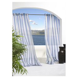 Outdoor Grommet Top Stripe Curtain Panel in Blue