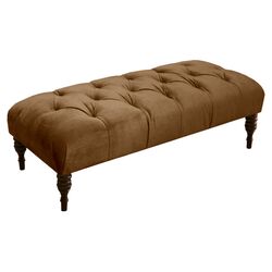 Linen Tufted Bench in Mystere Moccasin
