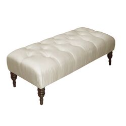 Linen Tufted Bench in Parchment