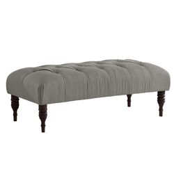 Linen Tufted Bench in Gray