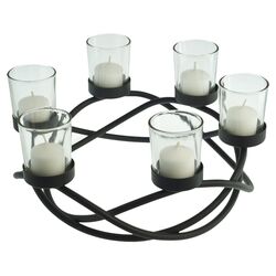Round Waves Candle Holder in Black
