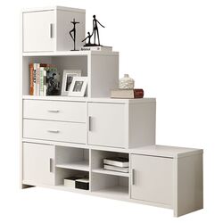 Facing Step Bookcase in White