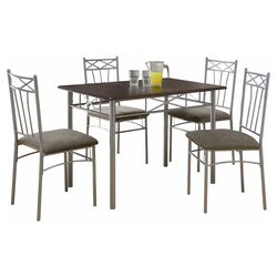 5 Piece Dining Set in Silver Metal