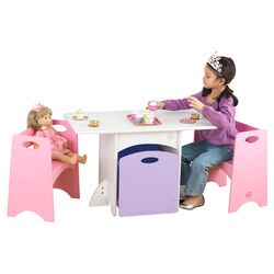 Kids 4 Piece Table & Chair Set in Pink & Purple