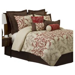 Hester 8 Piece Comforter Set in Red & Wheat