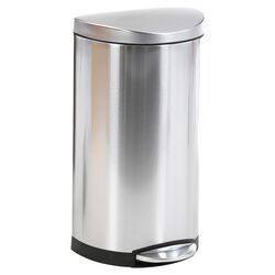 Semi-Round Step Trash Can in Stainless Steel