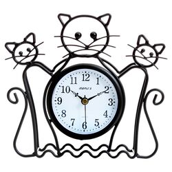 Silhouette Cat Table Clock in Black