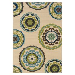 Outdoor Carmoan Ivory & Green Rug