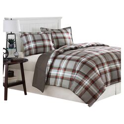 Plaid Down Comforter Set in Gray