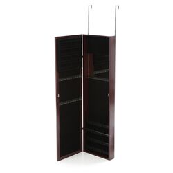 Wall Mount Mirrored Jewelry Armoire in Cherry