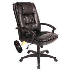 Executive High-Back Leather Massage Chair in Black