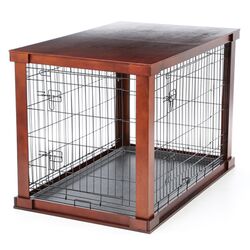 Deluxe Wood & Wire Dog Crate in Brown
