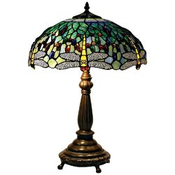 Yellow Dragonfly Table Lamp in Bronze