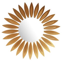 Contemporary Sunflower Wall Mirror in Gold