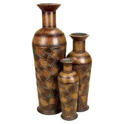Urban Trends 3 Piece Metal Vase Set in Bronze