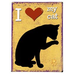 I Love My Cat Wood Sign in Yellow