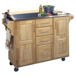 Stainless Steel Top Kitchen Cart in Natural