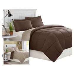 Reversible Comforter Set in Brown & Sand