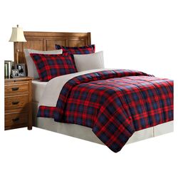 Plaid Reversible Comforter Set in Red