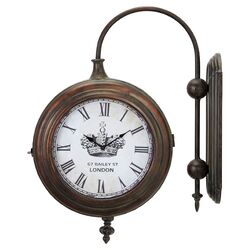 Winston Train Station Wall Clock in Antique Brass