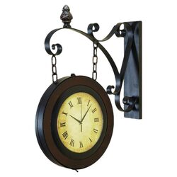 Train Station Wall Clock in Brown