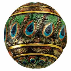 Peacock Feathered Accent Orb (Set of 3)