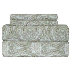 Flannel Paisley Sheet Set in Sage