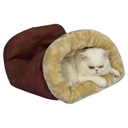 Tube Shaped Cat Bed in Burgundy