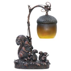 Squirrel & Acorn Table Lamp in Bronze