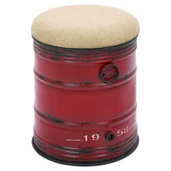 Vintage Drum Accent Stool in Red