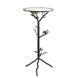 Kythira Glass Bird Table in Aged Bronze