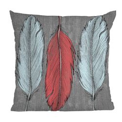 Wesley Bird Feathered Throw Pillow in Grey