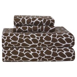 Heavy Weight Animal Printed Flannel Sheet Set in Brown