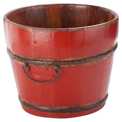 Vintage Wooden Sink Bucket in Red
