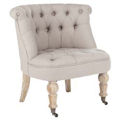 Little Tufted Fabric Slipper Chair in Taupe