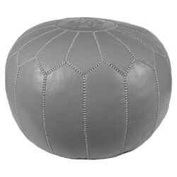 Moroccan Pouf Ottoman in Gray