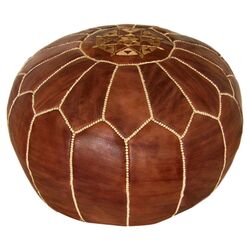 Moroccan Pouf Ottoman in Brown