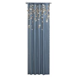 Flower Drop Curtain Panel in Blue