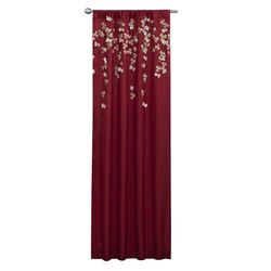 Flower Drop Curtain Panel in Red