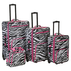 Zebra 4 Piece Luggage Set in Pink Zebra 4 Piece Luggage Set in Pink