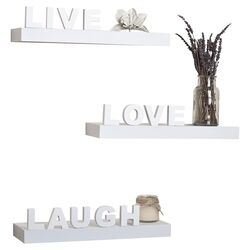 Live, Love, Laugh 3 Piece Shelf Set in White
