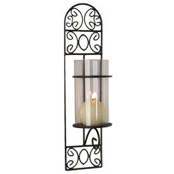 Clear Filigree Wall Sconce in Black (Set of 2)