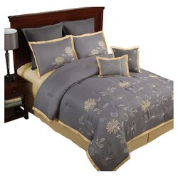 Mayflower 8 Piece Comforter Set in Gray & Yellow