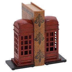 Telephone Booth Bookend in Red (Set of 2)