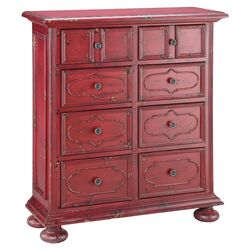 Painted Treasures 8 Drawer Chest in Red