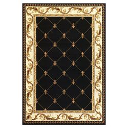 Corinthian Fleur-De-Lis Black Rug