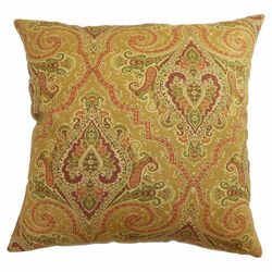 Iberia Paisley Cotton Pillow in Henna
