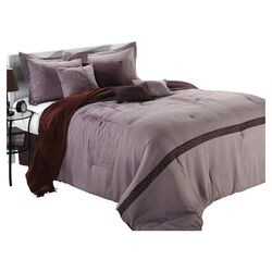 Vines 8 Piece Queen Comforter Set in Purple