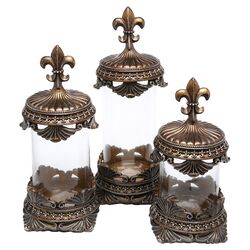 3 Piece Glass Canister Set in Bronze